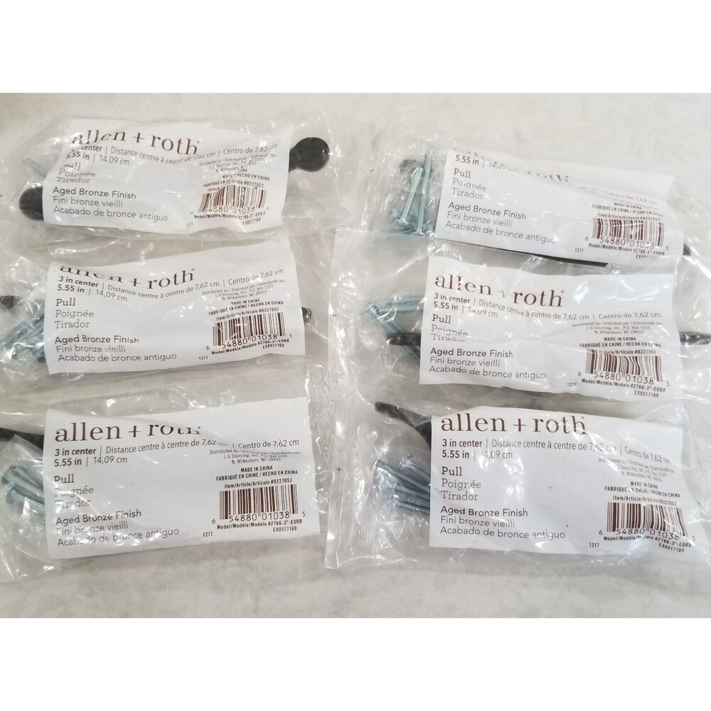 Allen + Roth Aged Bronze Cabinet Pulls 3" Center – 6 New Sealed